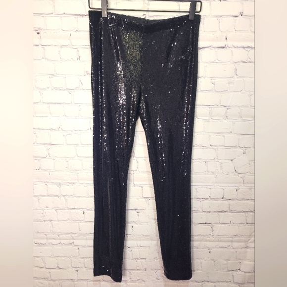 CUPCAKE AND CASHMIER Black Sequins Zip‎ Up Pants Size Small - Picture 1 of 6